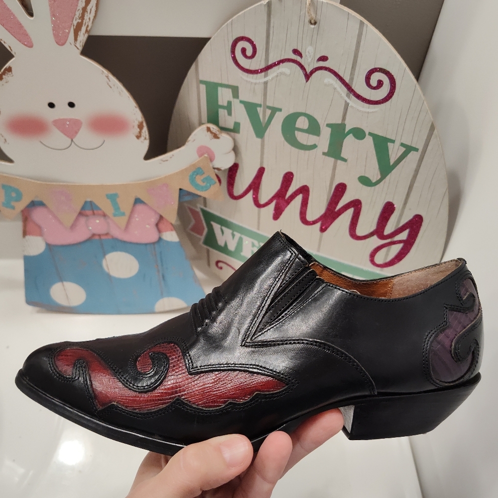 Vintage EUC 80'S NINE WEST Aviva Leather Cowgirl Slip On Ankle Booties, 🖤, 7.5 - Picture 15 of 16